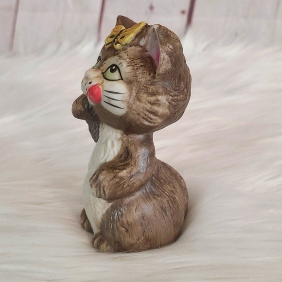 Vintage 70s 4.25" Tall Jasco Critters Cat Kitten Porcelain Bell with Butterfly - Picture 6 of 15